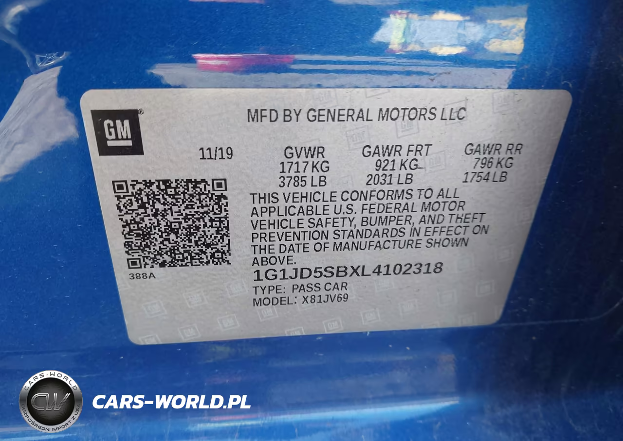2020 Chevrolet Sonic Fwd Lt VIN:1G1JD5SBXL4102318 - 9