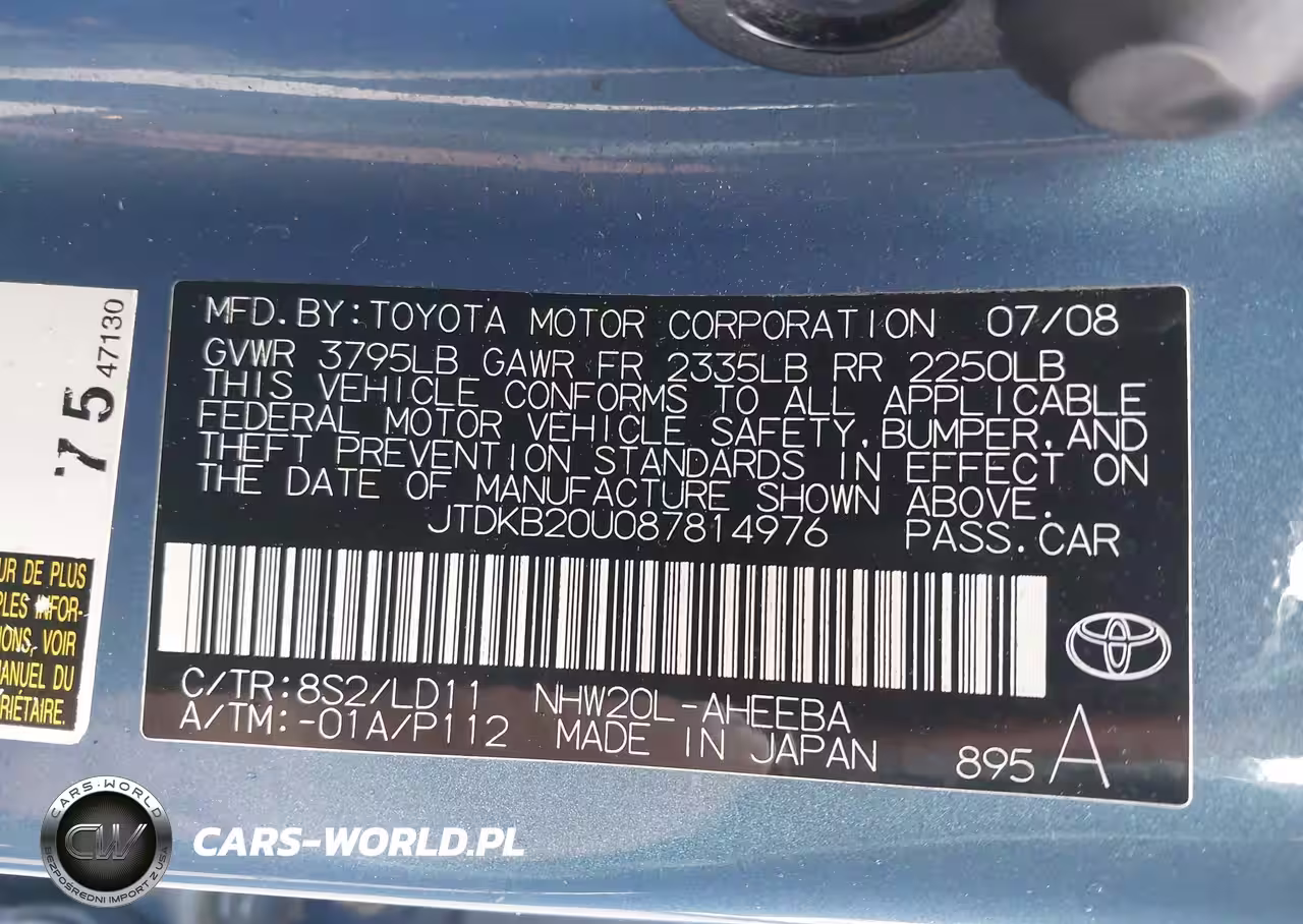 2008 Toyota Prius VIN:JTDKB20U087814976 - 9