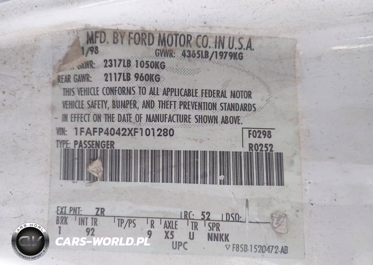 1999 Ford Mustang VIN:1FAFP4042XF101280 - 9