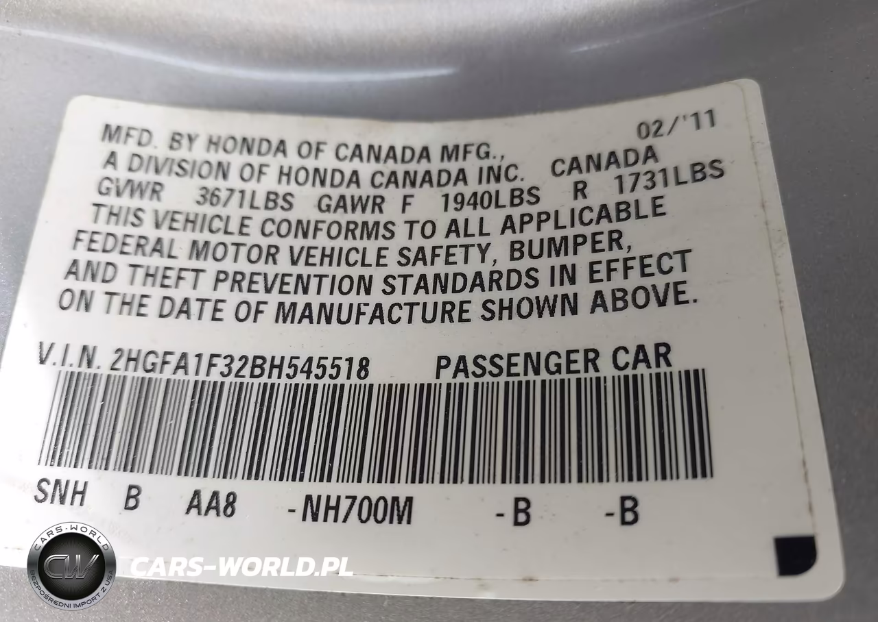 2011 Honda Civic Vp VIN:2HGFA1F32BH545518 - 9