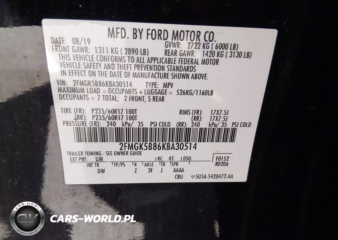 2019 Ford Flex Se VIN:2FMGK5B86KBA30514 - 9
