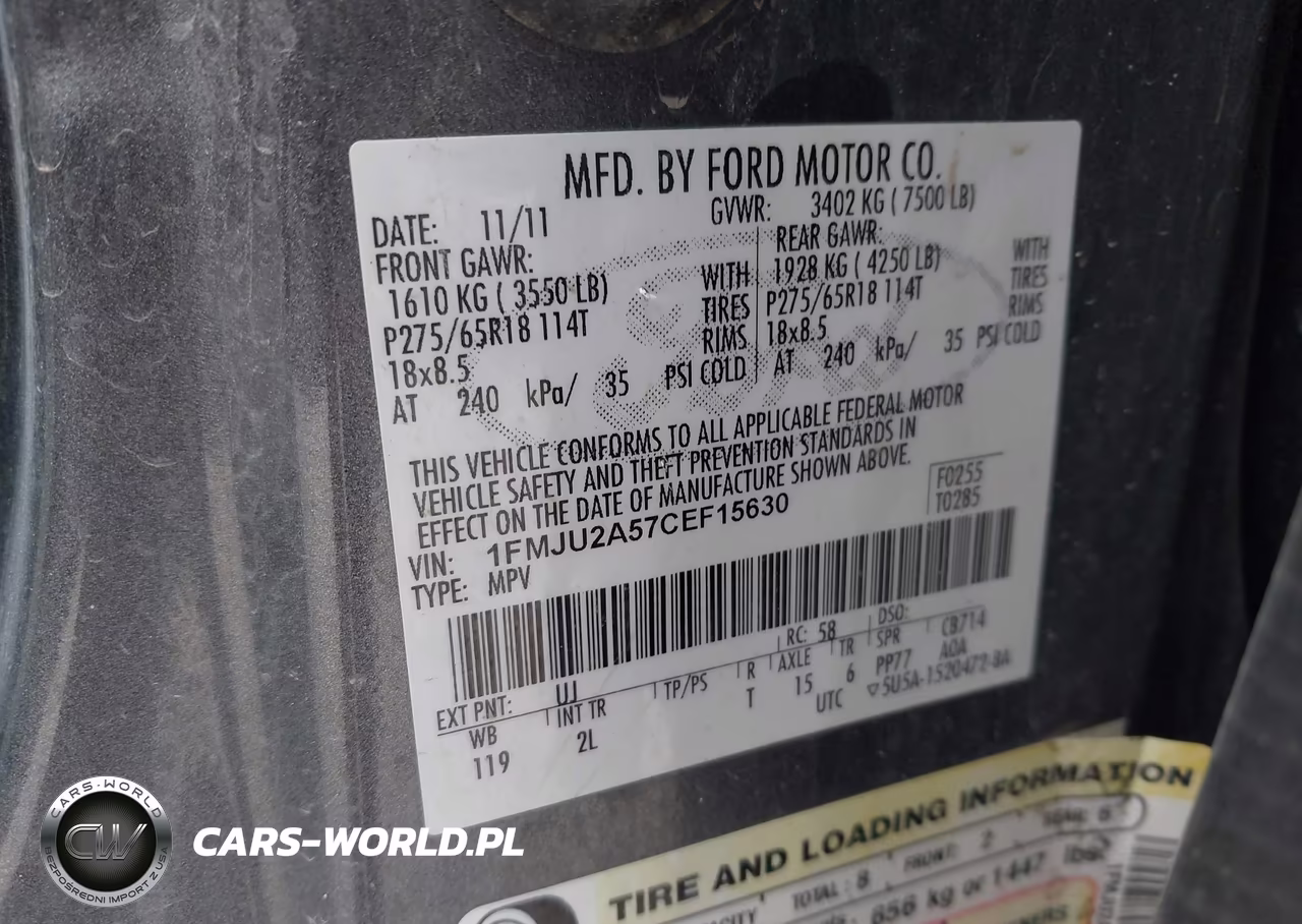 2012 Ford Expedition Limited VIN:1FMJU2A57CEF15630 - 9