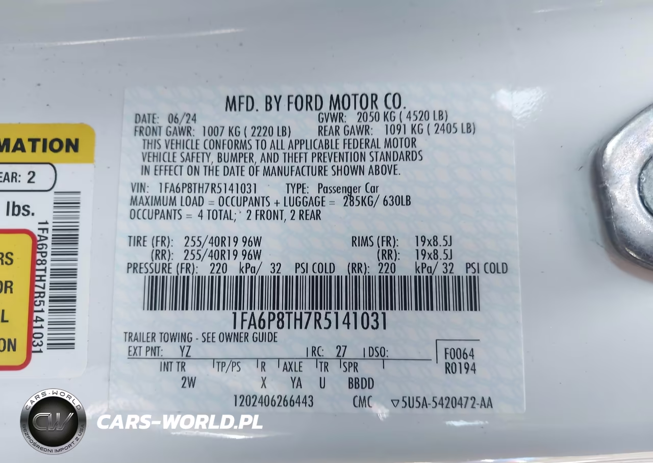 2024 Ford Mustang Ecoboost Fastback VIN:1FA6P8TH7R5141031 - 9