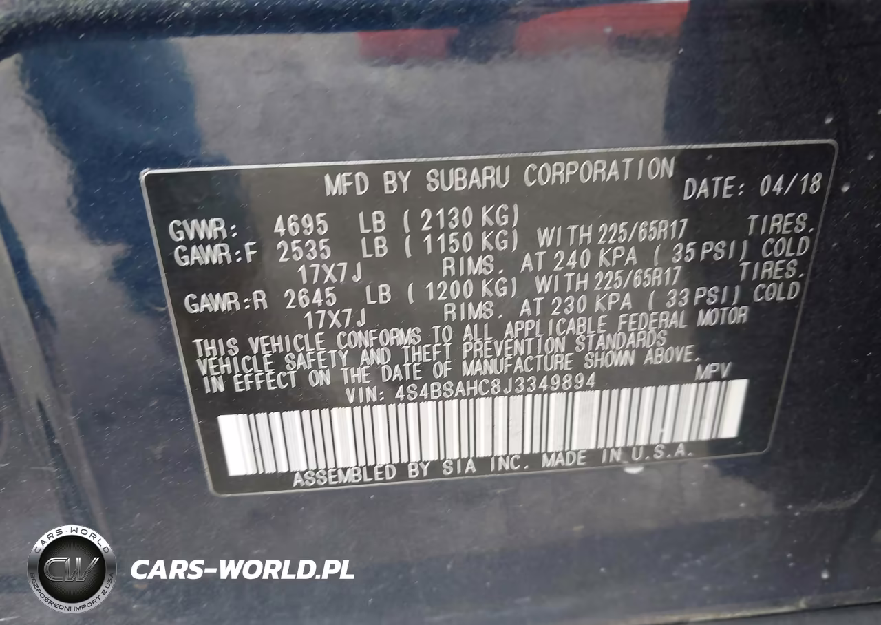 2018 Subaru Outback 2.5I Premium VIN:4S4BSAHC8J3349894 - 9