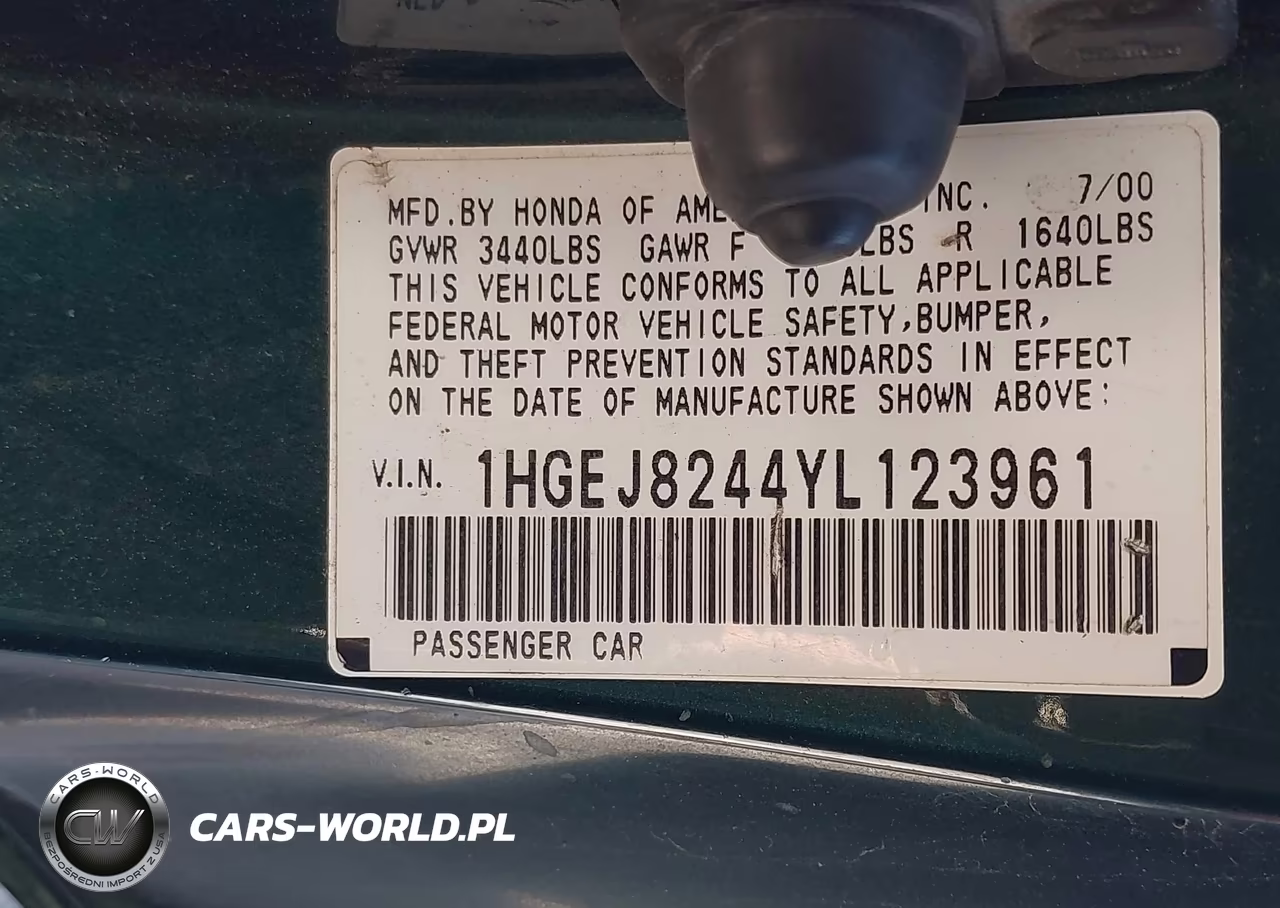 2000 Honda Civic Ex VIN:1HGEJ8244YL123961 - 9