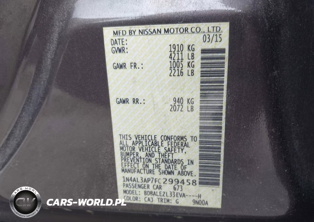 2015 Nissan Altima 2.5 S VIN:1N4AL3AP7FC299458 - 9