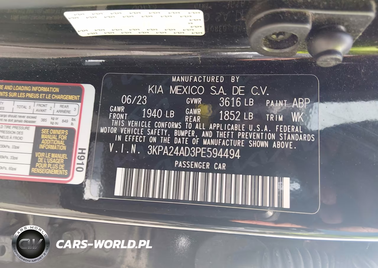 2023 Kia Rio Lx VIN:3KPA24AD3PE594494 - 9