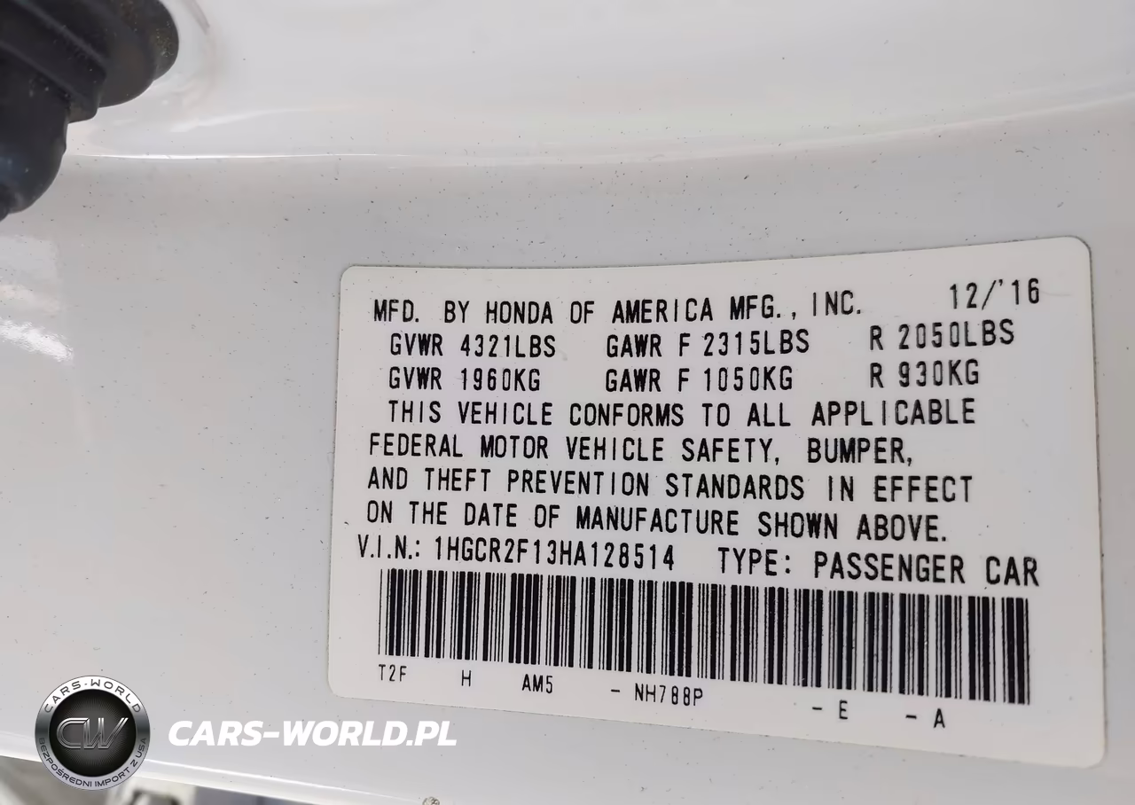 2017 Honda Accord Sport Se VIN:1HGCR2F13HA128514 - 9