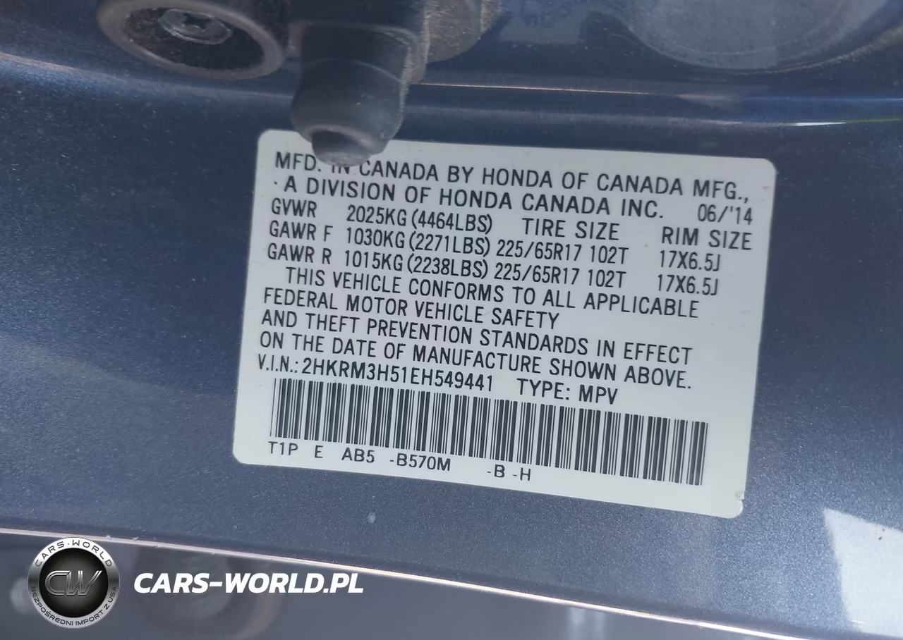 2014 Honda Cr-V Ex VIN:2HKRM3H51EH549441 - 9
