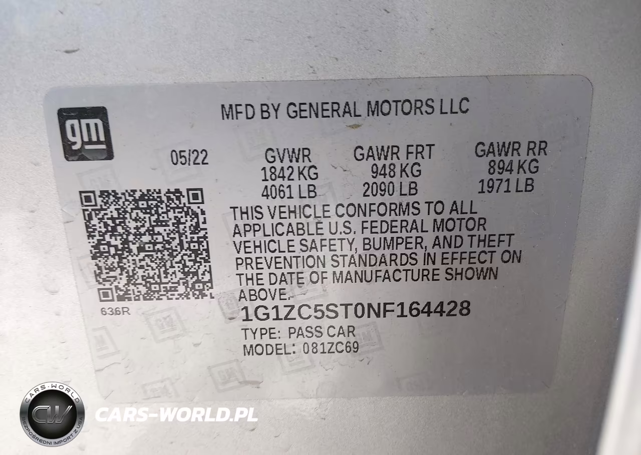 2022 Chevrolet Malibu Fwd 1Fl VIN:1G1ZC5ST0NF164428 - 9