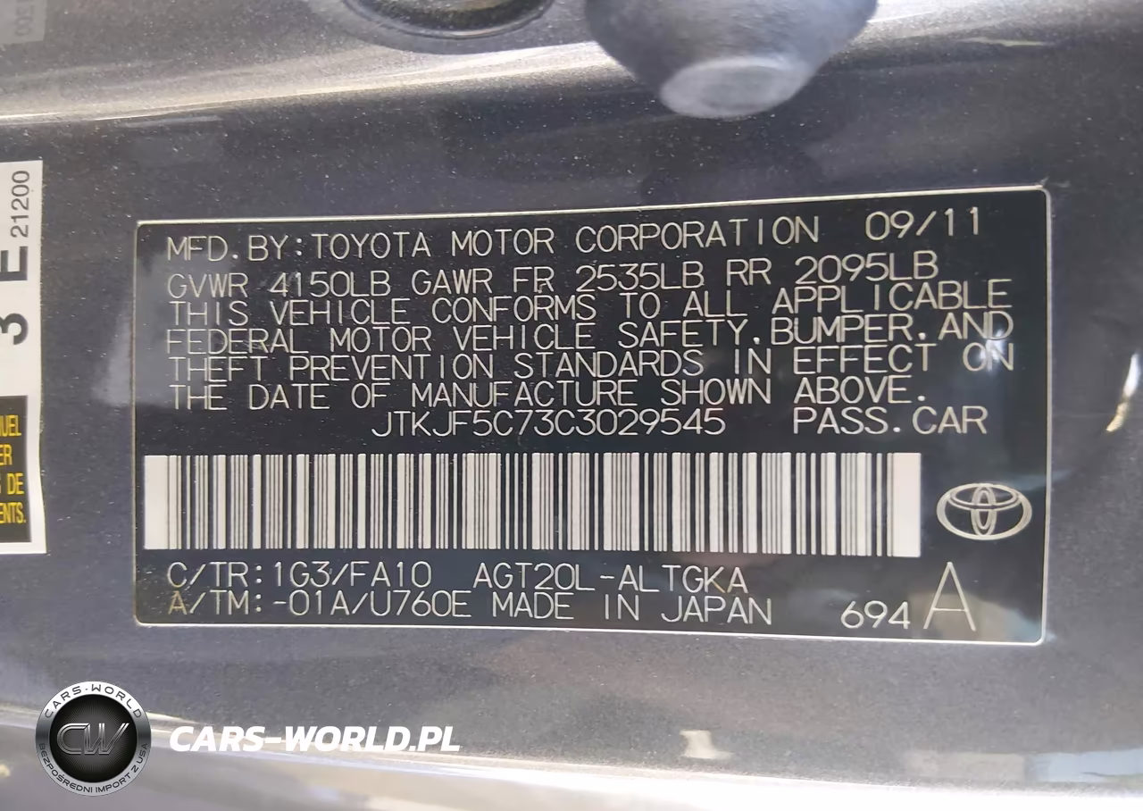 2012 Scion Tc VIN:JTKJF5C73C3029545 - 9