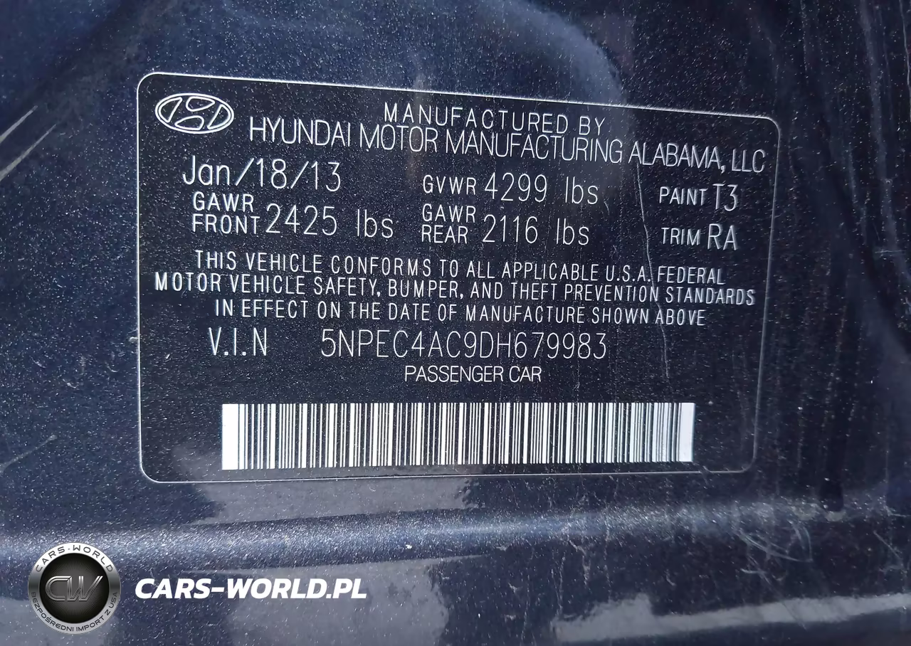 2013 Hyundai Sonata Limited VIN:5NPEC4AC9DH679983 - 9