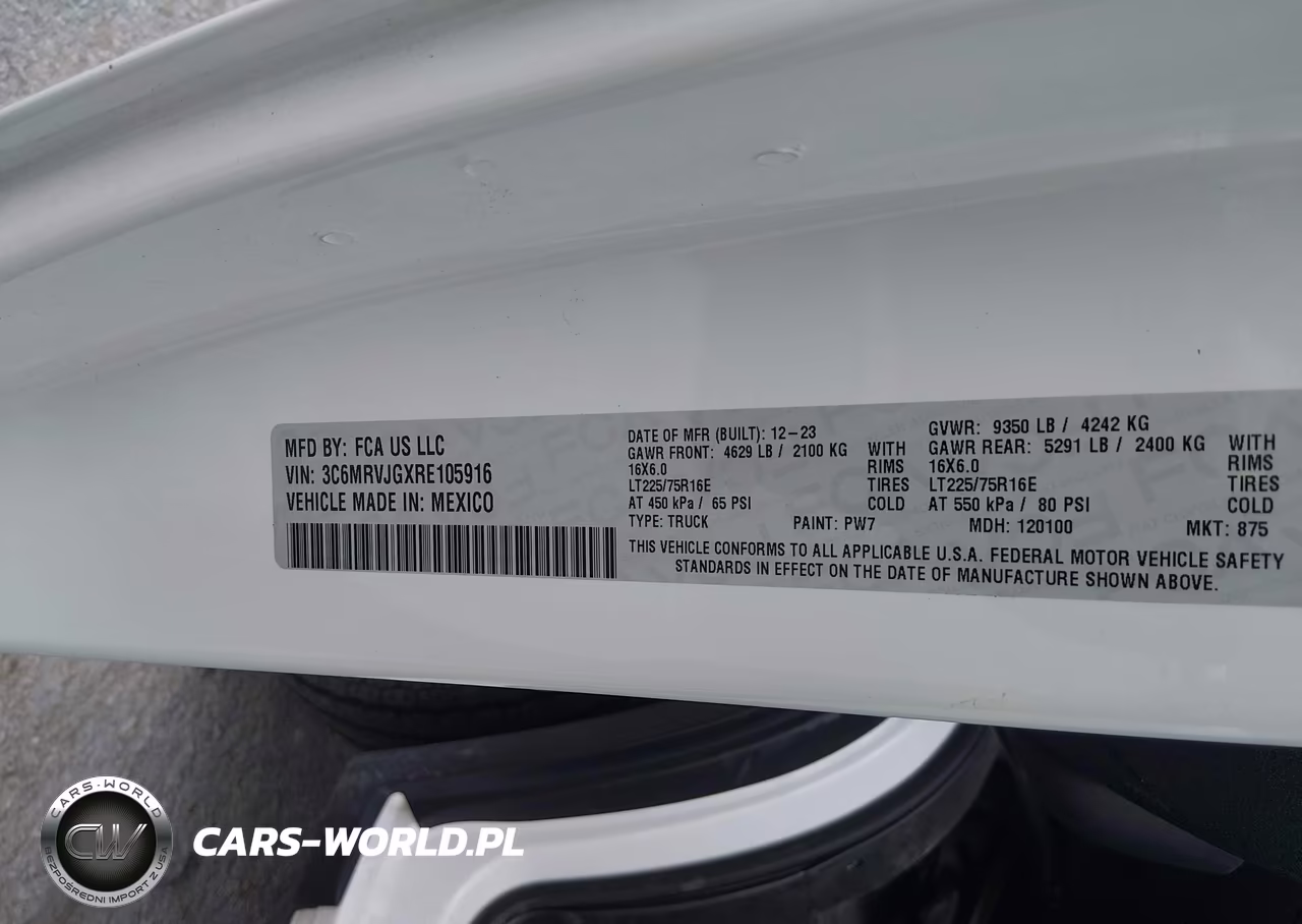 2024 Ram Promaster 3500 Cargo Van Tradesman High Roof 159 Wb Ext W-Pass Seat VIN:3C6MRVJGXRE105916 - 9