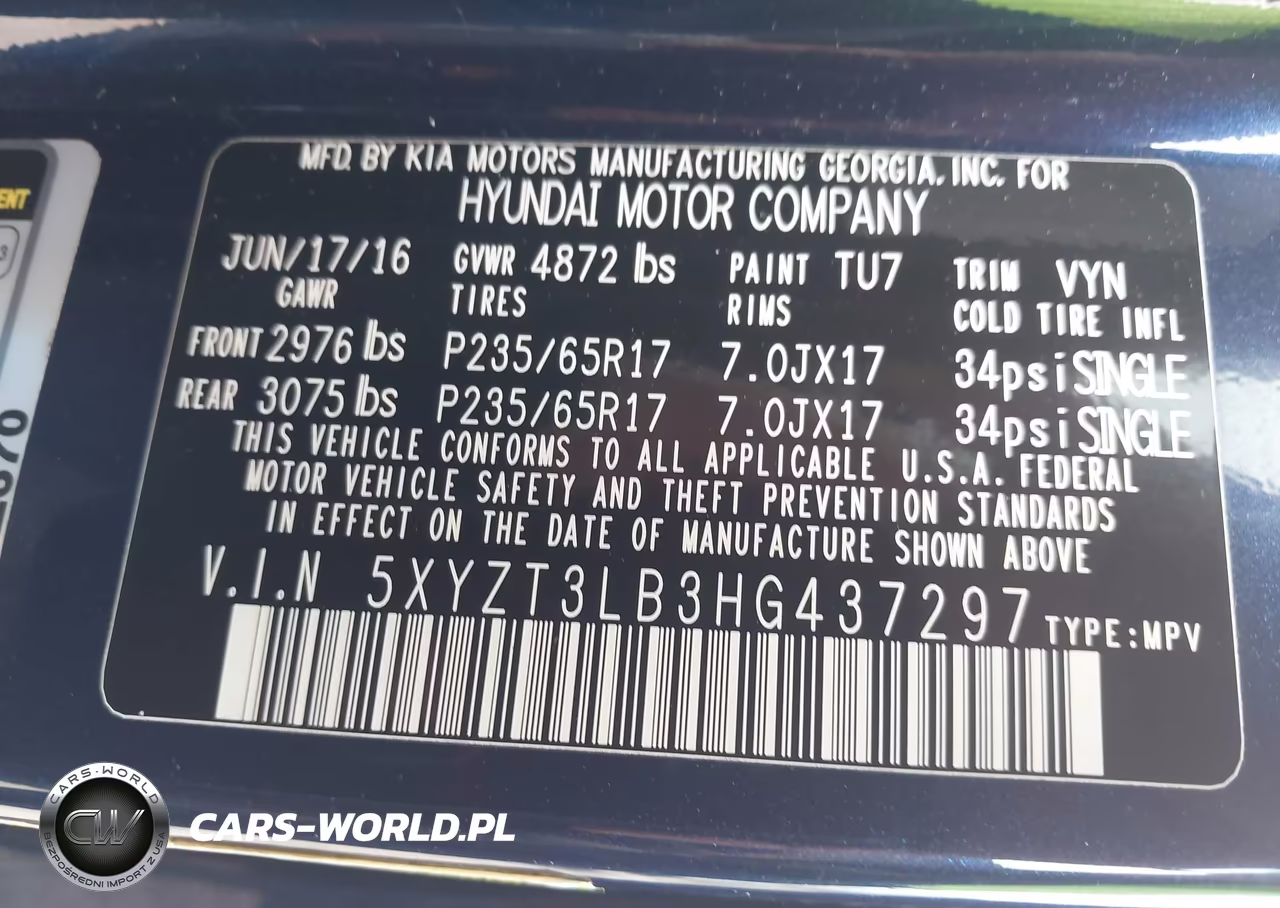 2017 Hyundai Santa Fe Sport 2.4L VIN:5XYZT3LB3HG437297 - 9