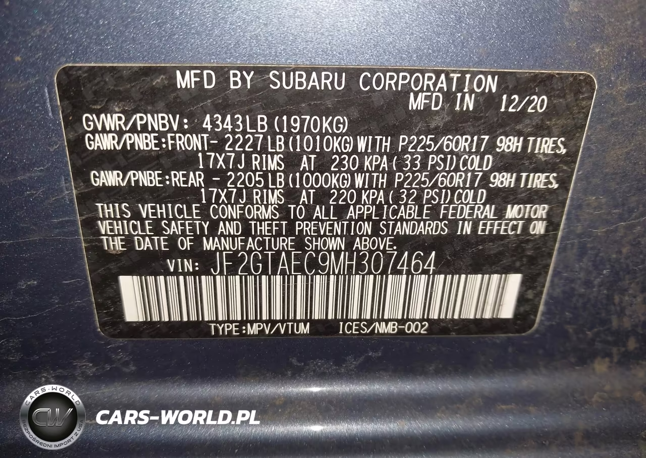 2021 Subaru Crosstrek Premium VIN:JF2GTAEC9MH307464 - 9