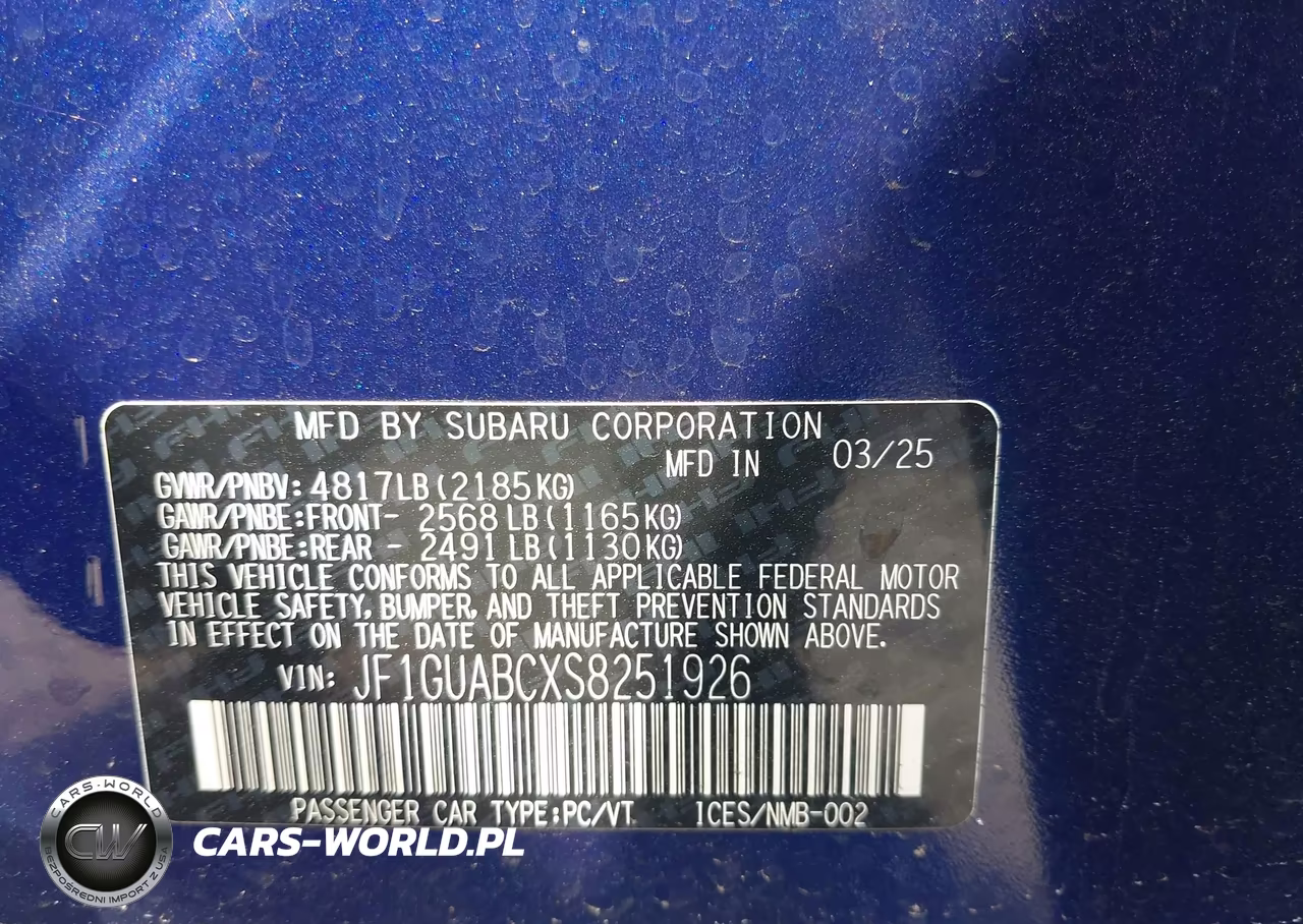 2025 Subaru Impreza Base 5-Door VIN:JF1GUABCXS8251926 - 9
