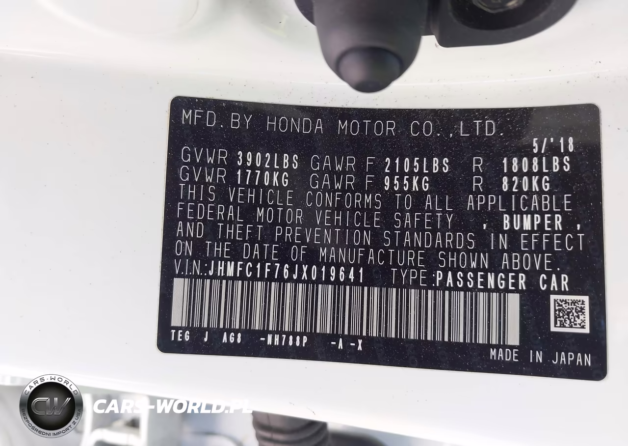 2018 Honda Civic Ex-L VIN:JHMFC1F76JX019641 - 9