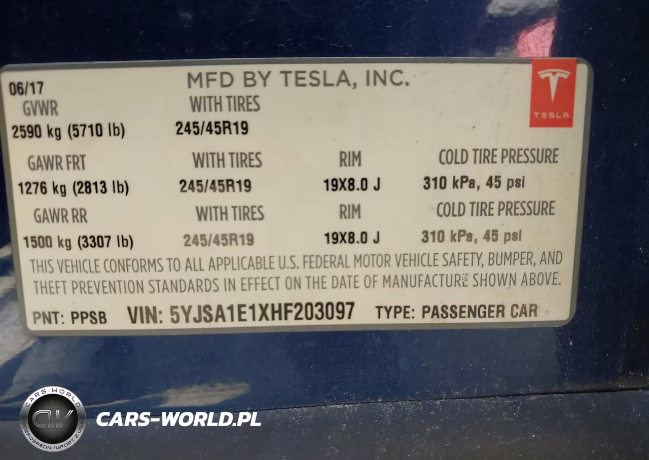 2017 Tesla Model S 60-75 VIN:5YJSA1E1XHF203097 - 9