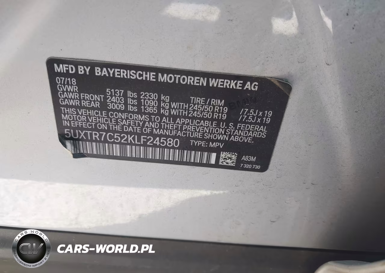 2019 BMW X3 Sdrive30I VIN:5UXTR7C52KLF24580 - 9