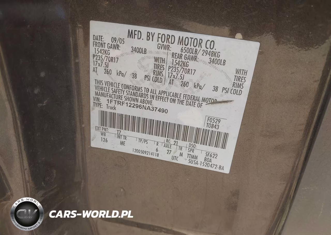 2006 Ford F-150 Stx-Xl-Xlt VIN:1FTRF12296NA37490 - 9