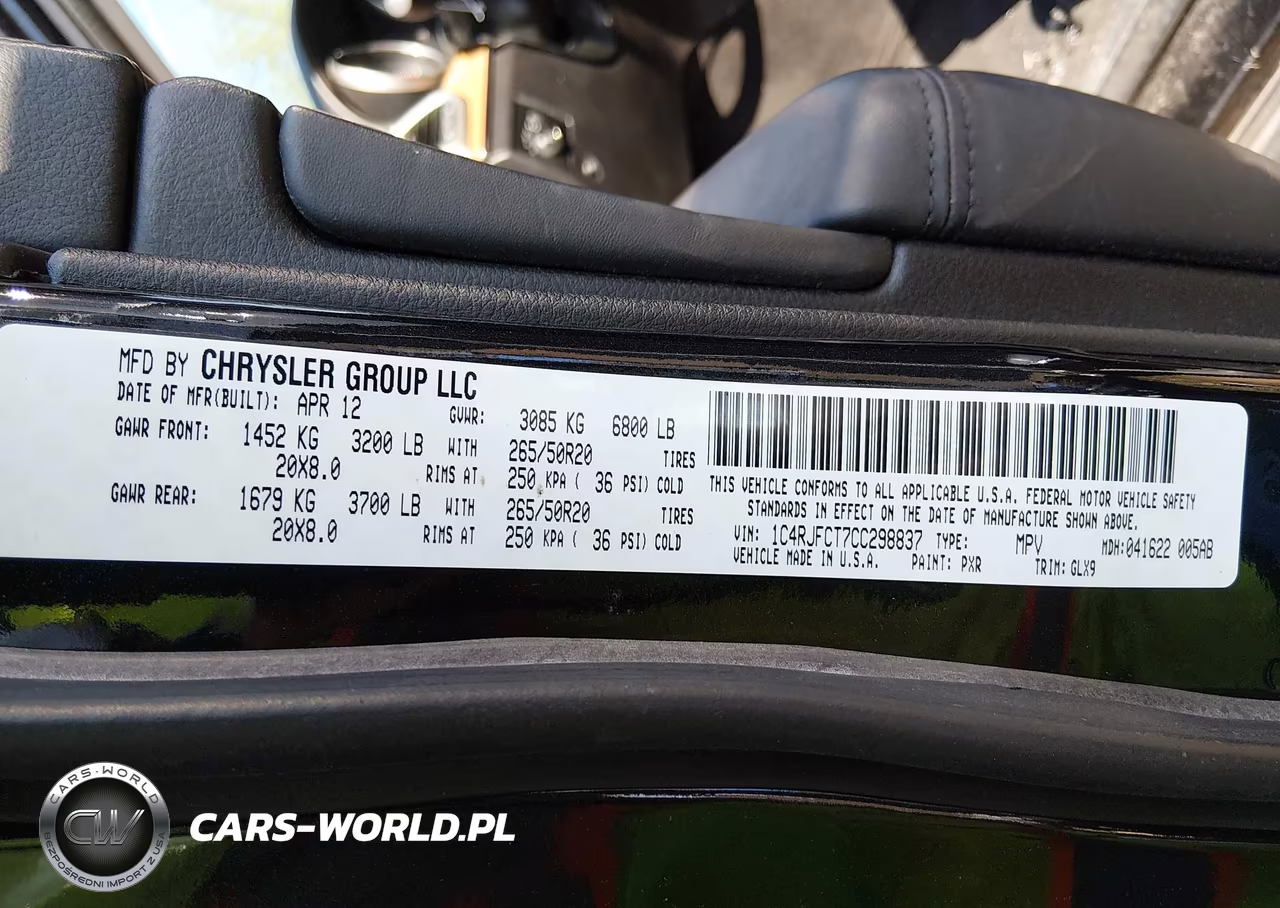 2012 Jeep Grand Cherokee Overland VIN:1C4RJFCT7CC298837 - 9