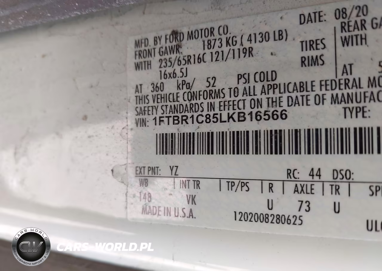 2020 Ford Transit-250 VIN:1FTBR1C85LKB16566 - 9