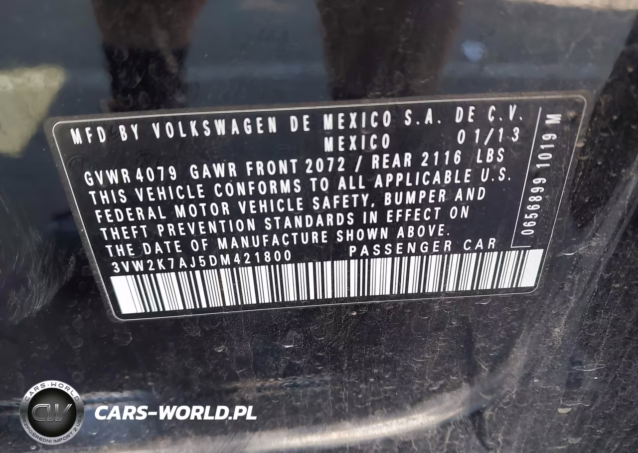 2013 Volkswagen Jetta 2.0L S VIN:3VW2K7AJ5DM421800 - 9