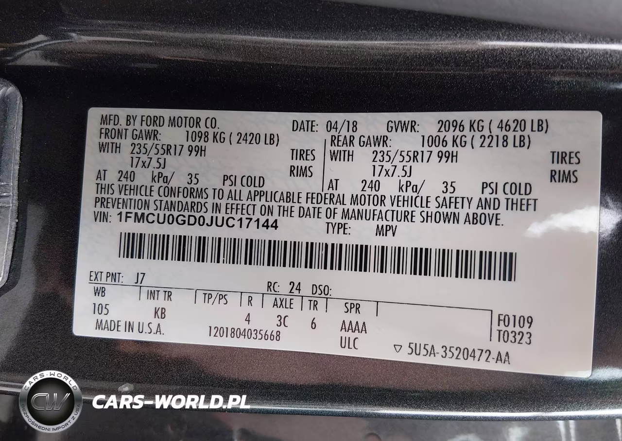 2018 Ford Escape Se VIN:1FMCU0GD0JUC17144 - 9