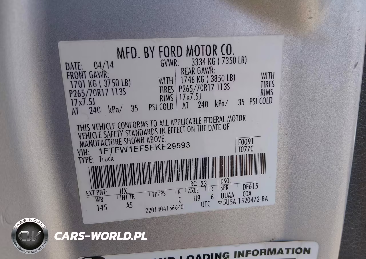 2014 Ford F-150 Xl VIN:1FTFW1EF5EKE29593 - 9