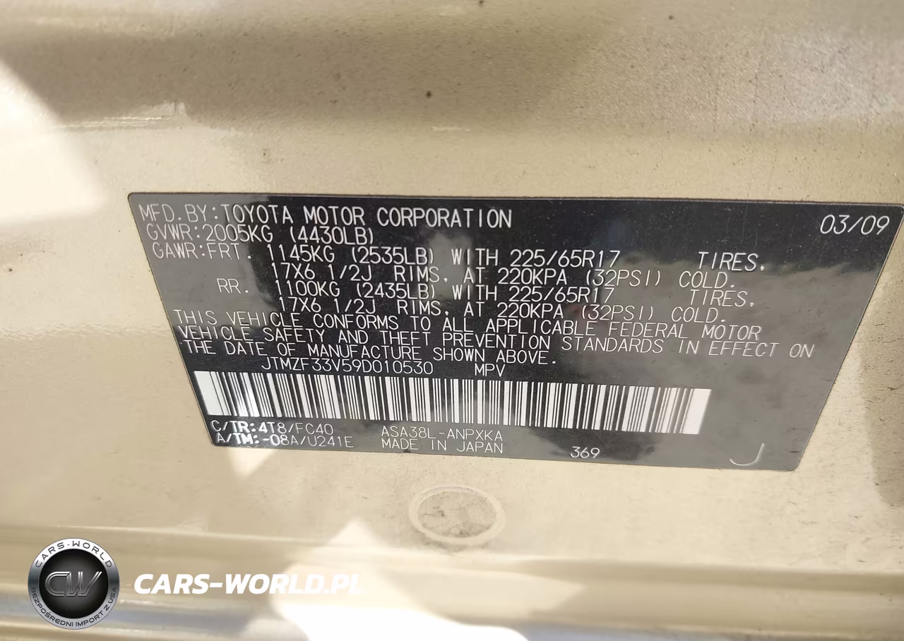 2009 Toyota Rav4 VIN:JTMZF33V59D010530 - 9