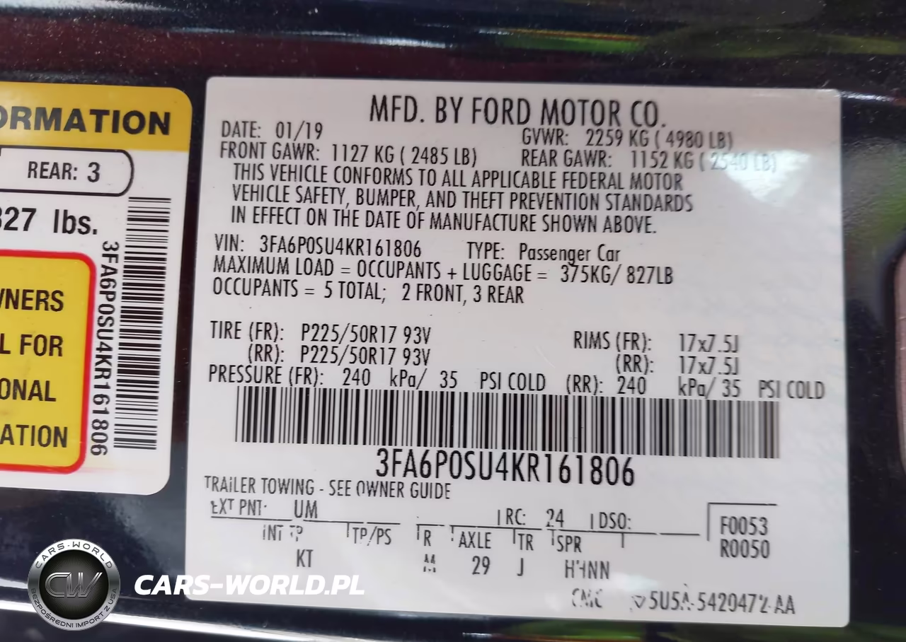 2019 Ford Fusion Energi Titanium VIN:3FA6P0SU4KR161806 - 9