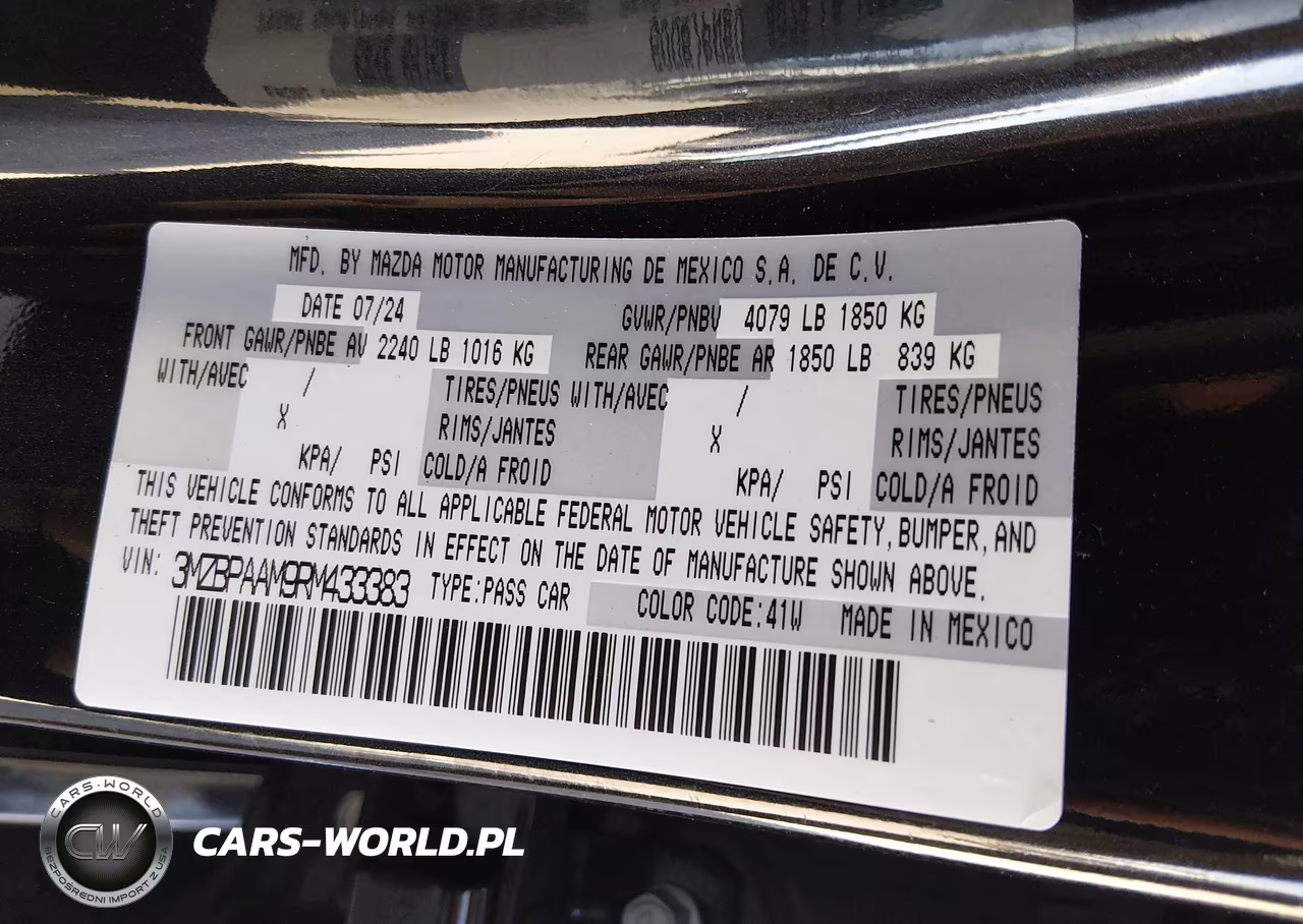 2024 Mazda Mazda3 2.5 S VIN:3MZBPAAM9RM433383 - 9