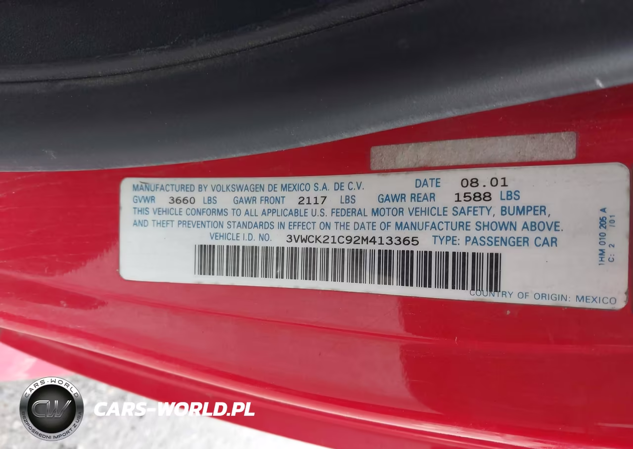 2002 Volkswagen New Beetle Gls VIN:3VWCK21C92M413365 - 9