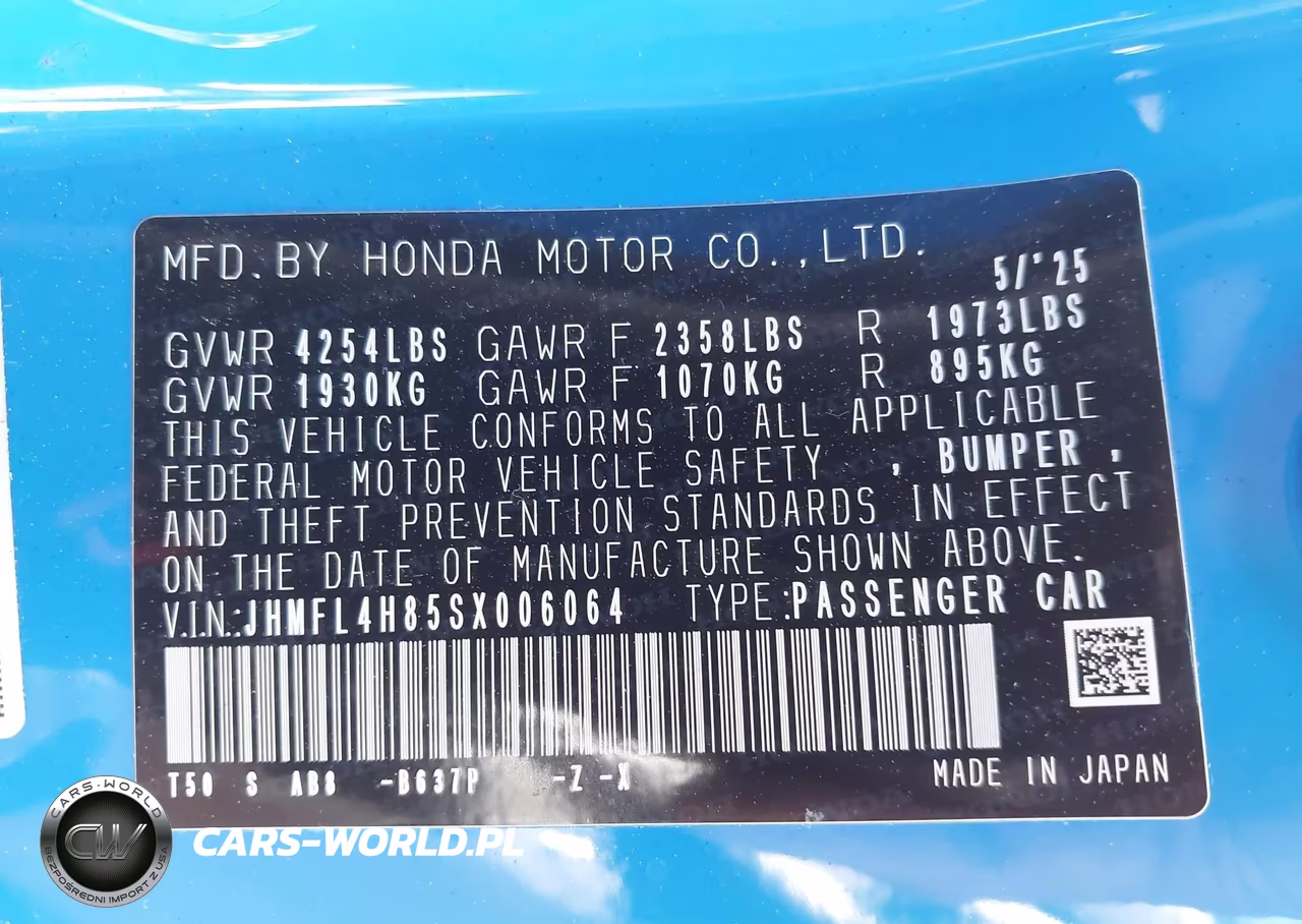2025 Honda Civic Hybrid Sport VIN:JHMFL4H85SX006064 - 9