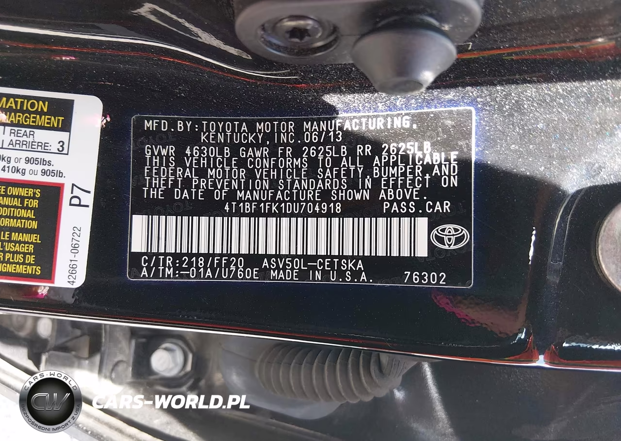 2013 Toyota Camry Se VIN:4T1BF1FK1DU704918 - 9