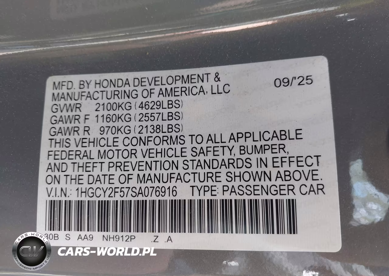 2025 Honda Accord Hybrid Sport VIN:1HGCY2F57SA076916 - 9