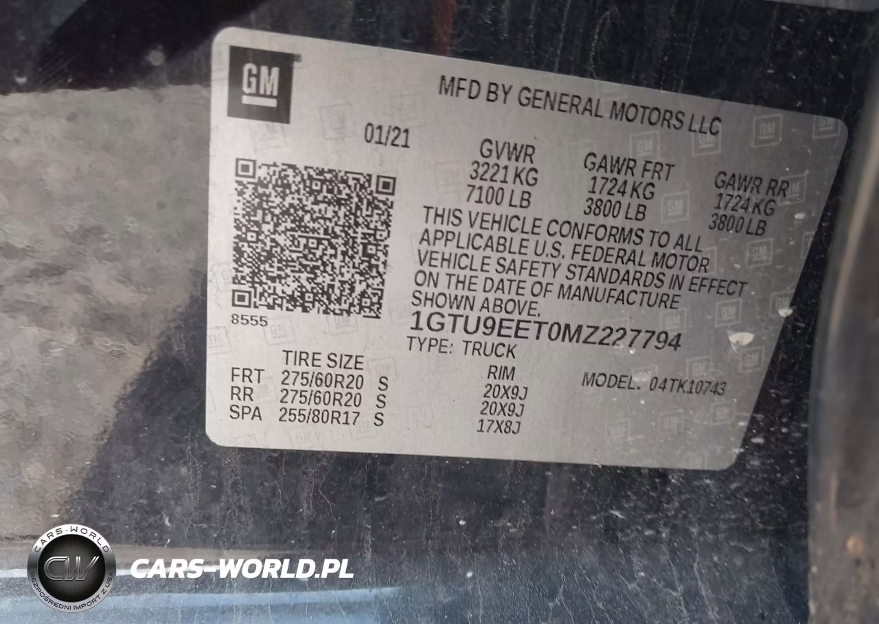 2021 GMC Sierra 1500 4Wd Standard Box At4 VIN:1GTU9EET0MZ227794 - 9