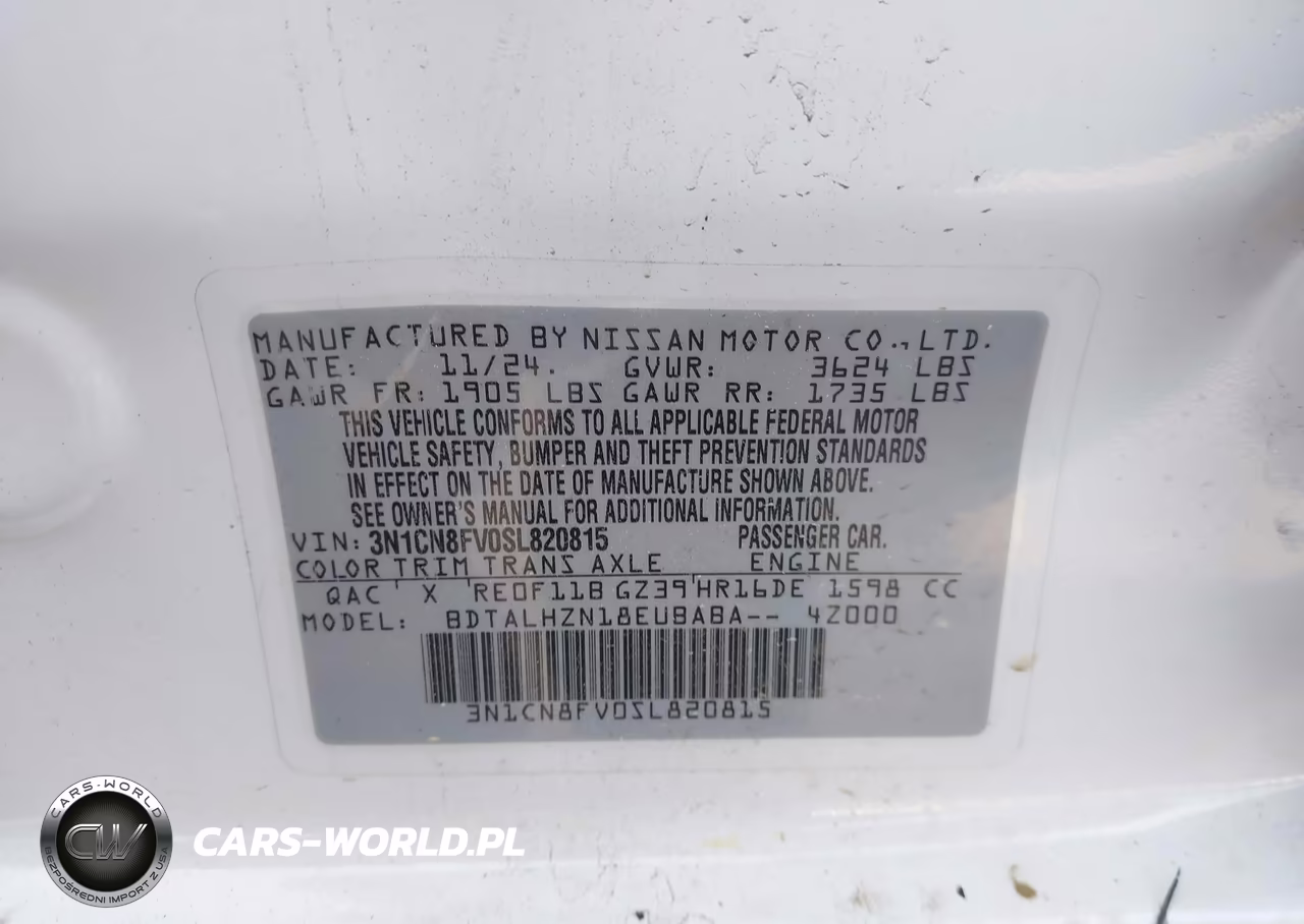 2025 Nissan Versa 1.6 Sr VIN:3N1CN8FV0SL820815 - 9