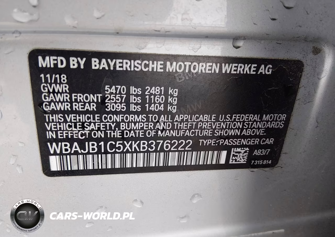 2019 BMW 530E xDrive Iperformance VIN:WBAJB1C5XKB376222 - 9