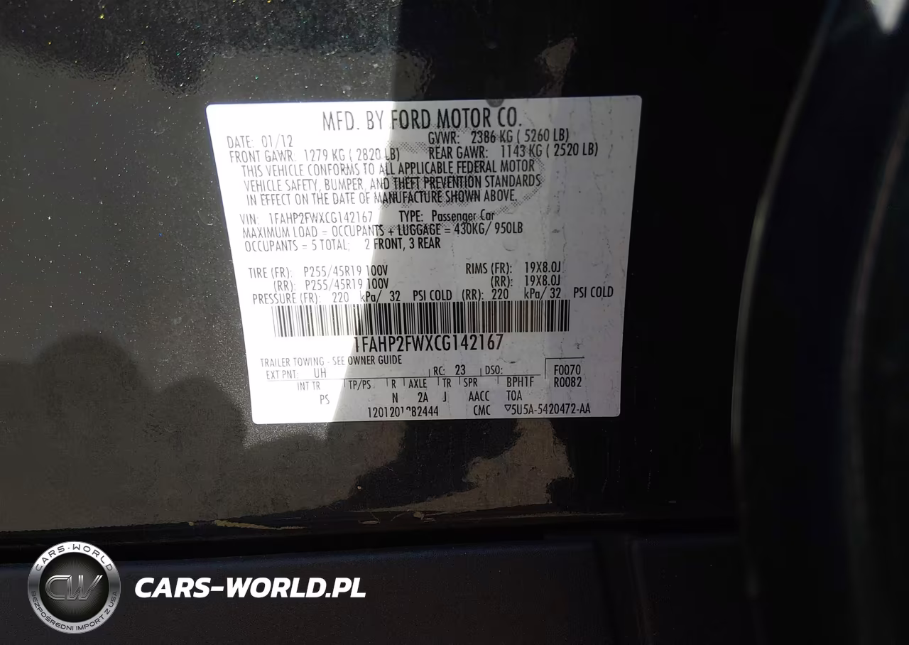 2012 Ford Taurus Limited VIN:1FAHP2FWXCG142167 - 9
