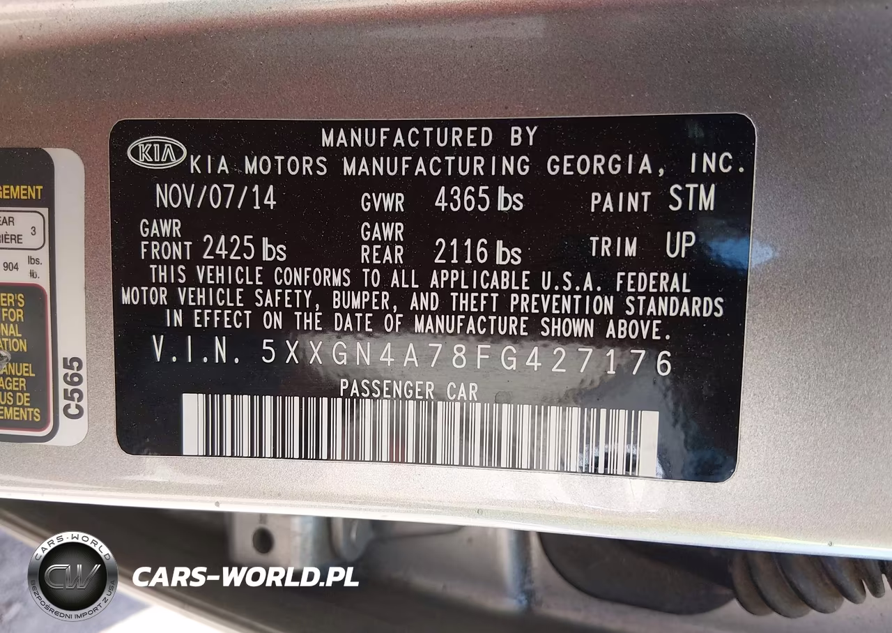 2015 Kia Optima Ex VIN:5XXGN4A78FG427176 - 9