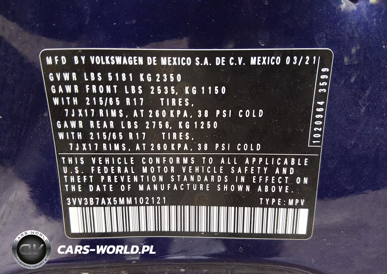 2021 Volkswagen Tiguan 2.0T Se-2.0T Se R-Line Black-2.0T Sel VIN:3VV3B7AX5MM102121 - 9
