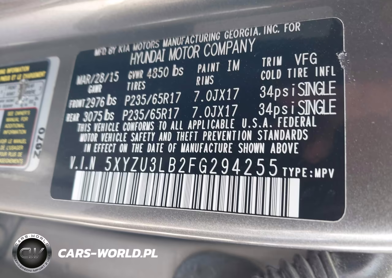 2015 Hyundai Santa Fe Sport 2.4L VIN:5XYZU3LB2FG294255 - 9
