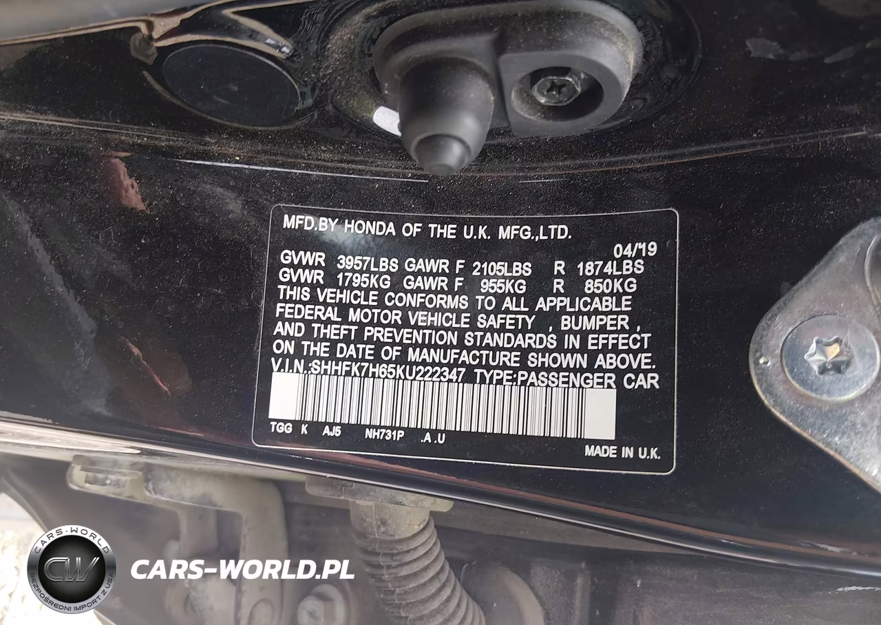 2019 Honda Civic Ex VIN:SHHFK7H65KU222347 - 9