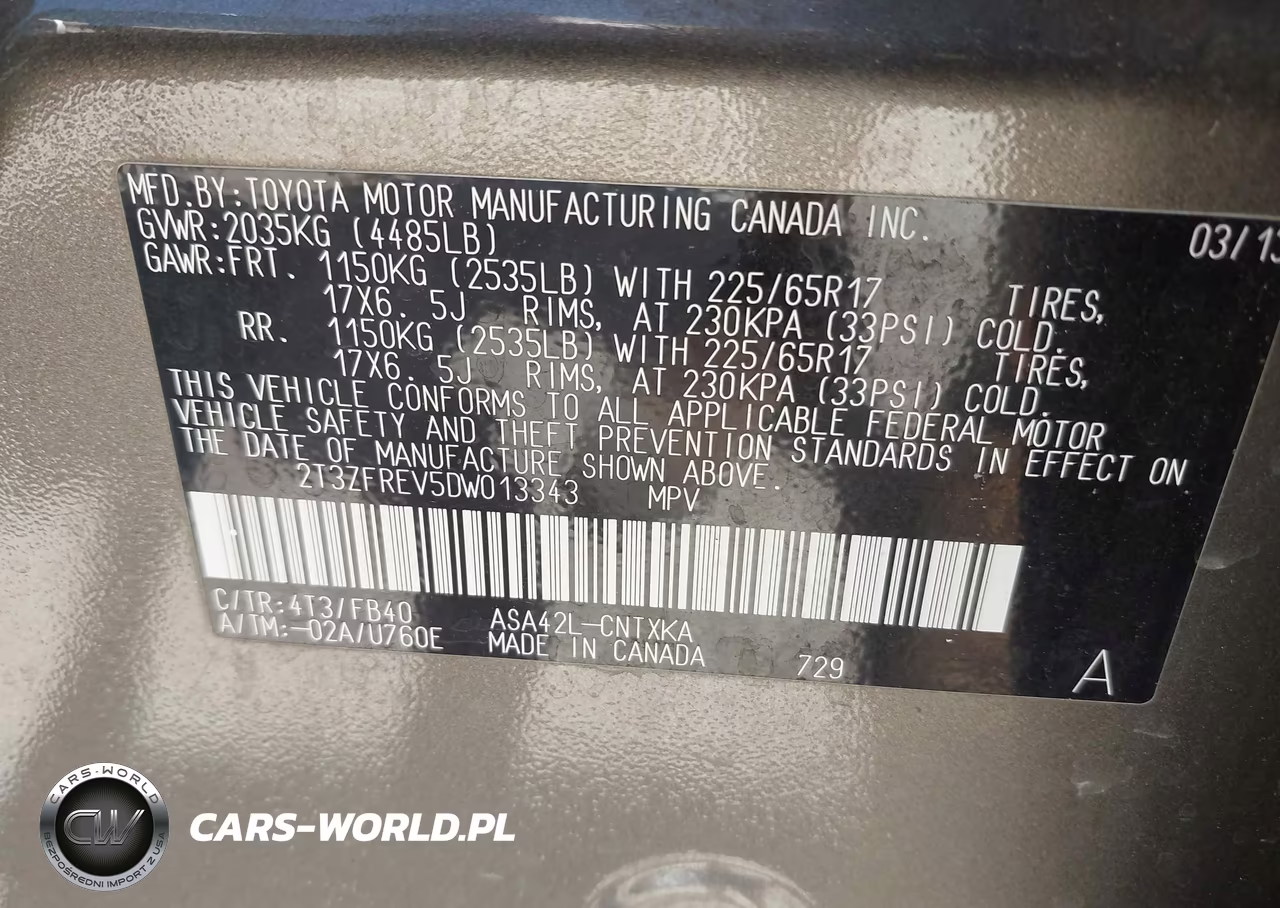 2013 Toyota Rav4 Le VIN:2T3ZFREV5DW013343 - 9