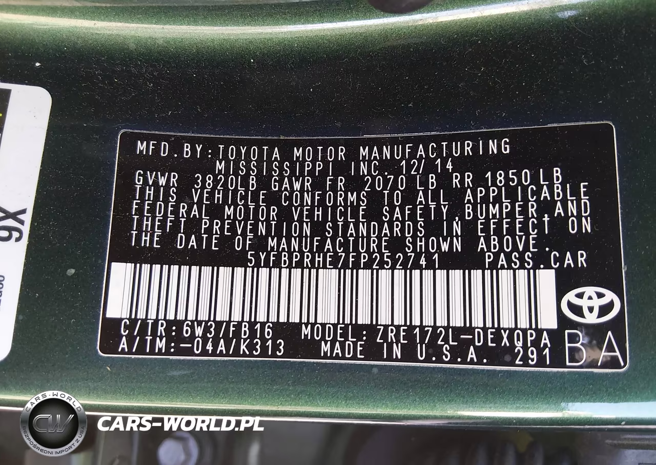 2015 Toyota Corolla Le Eco VIN:5YFBPRHE7FP252741 - 9