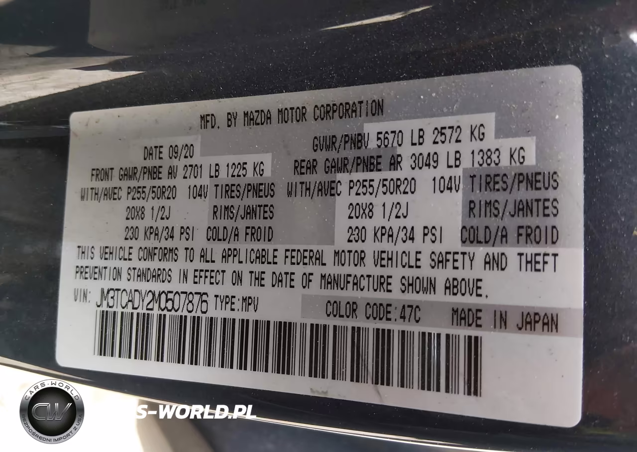 2021 Mazda Cx-9 Carbon Edition VIN:JM3TCADY2M0507876 - 9