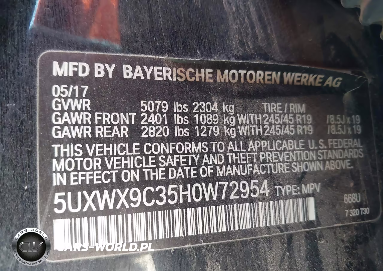 2017 BMW X3 xDrive28I VIN:5UXWX9C35H0W72954 - 9
