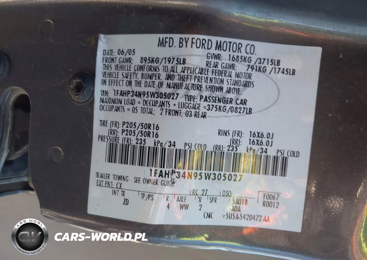 2005 Ford Focus Zx4 VIN:1FAHP34N95W305027 - 9