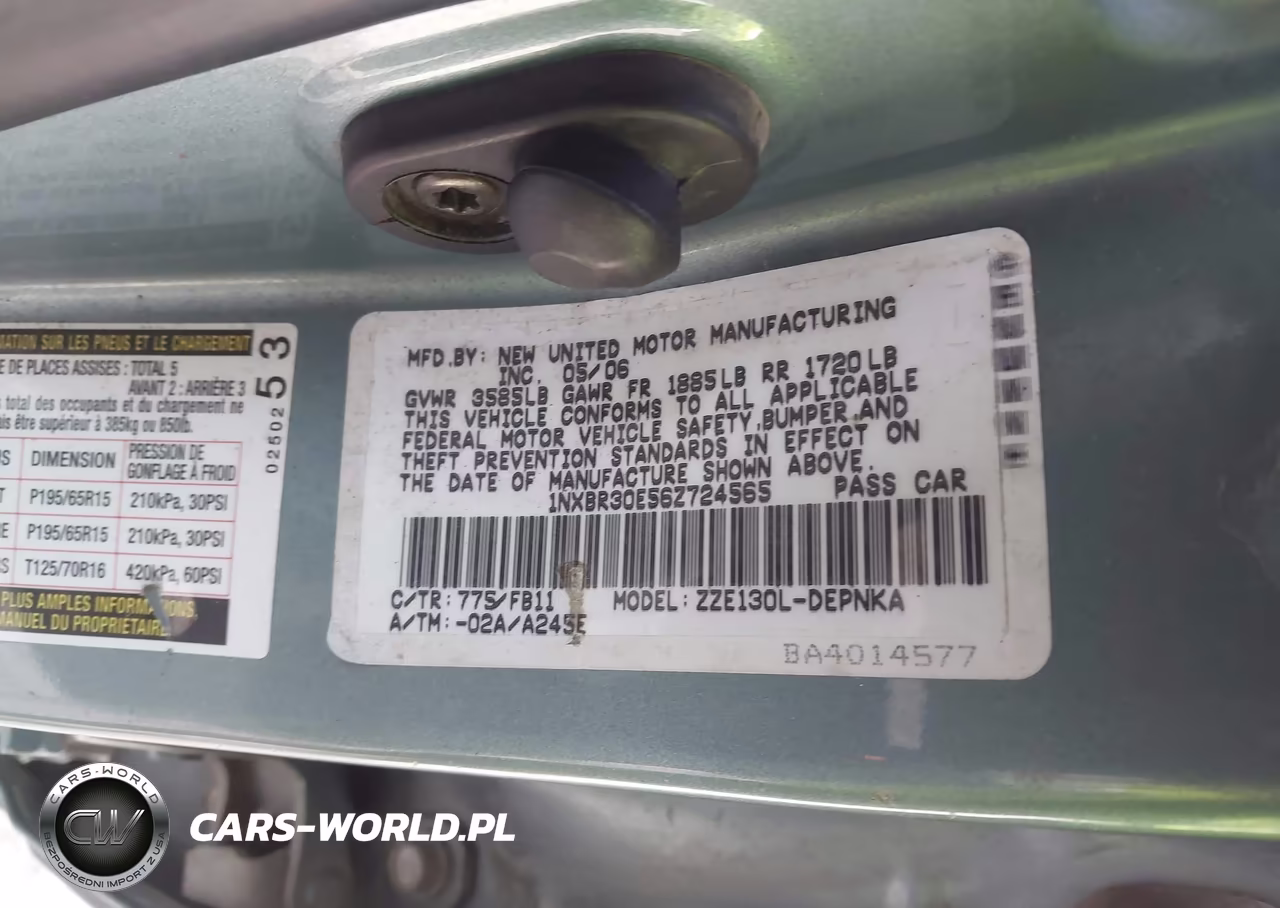 2006 Toyota Corolla Le VIN:1NXBR30E56Z724565 - 9